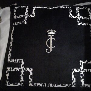 New! Black Label, Juicy Couture Black Square Velvet "JC" Pillow